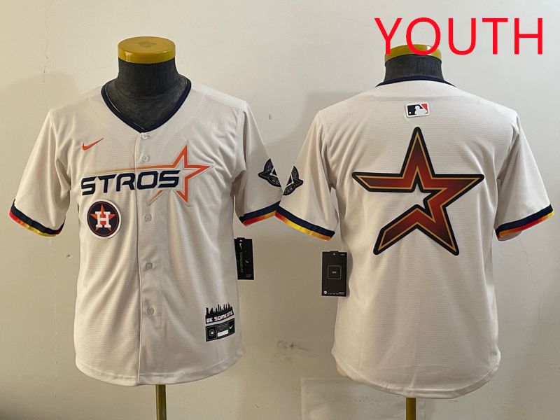 Youth Houston Astros Blank Cream three generations Joint Name 2025 Nike MLB Jersey style 41414